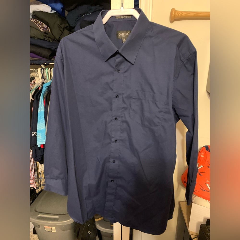 Omega Italy Navy Blue dress shirt